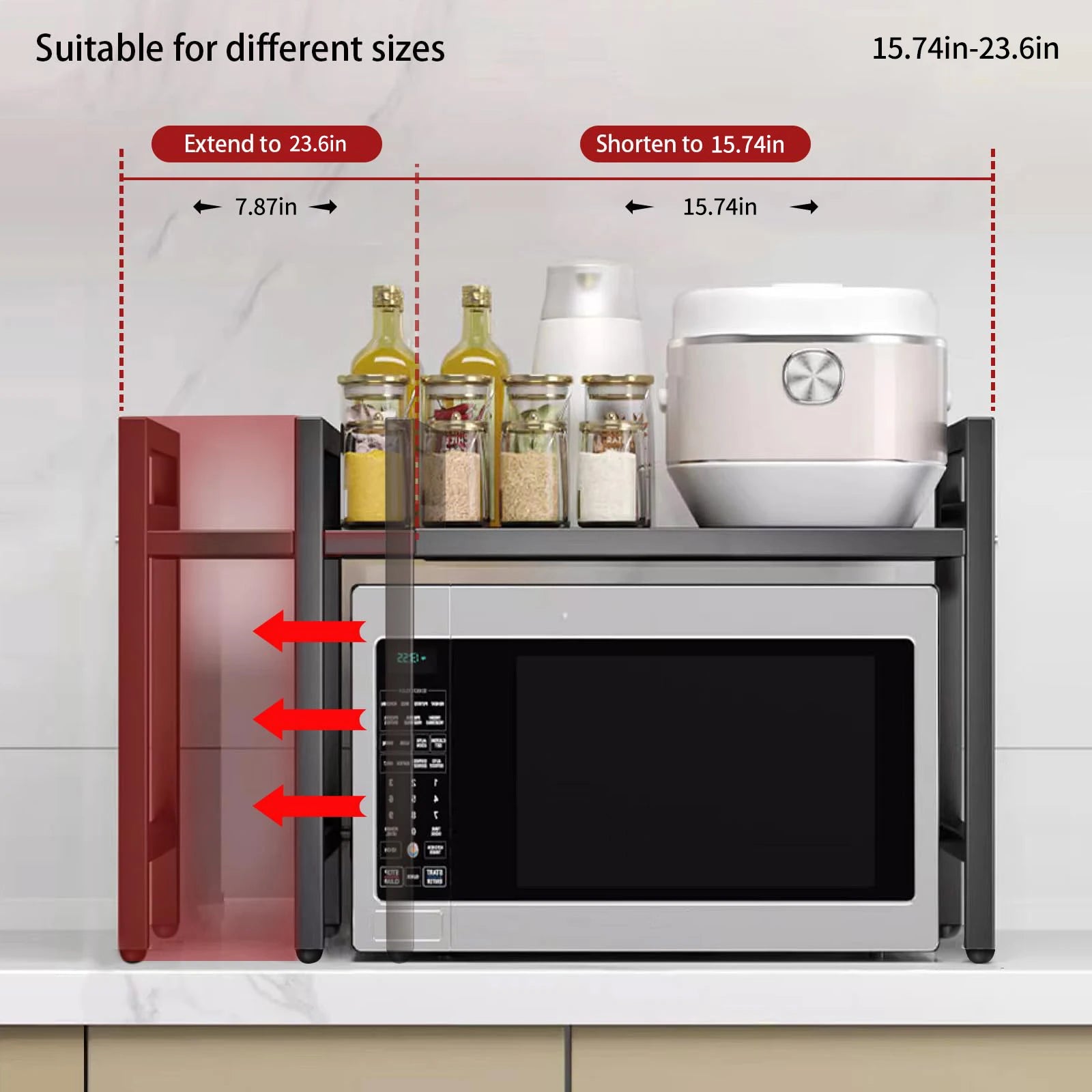 1pc Expandable Microwave Shelf Organizer, Moisture And Rust Proof