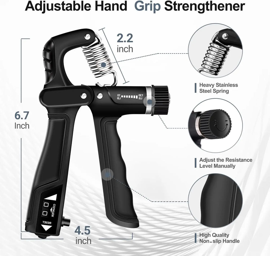 Adjustable Grip Strength Trainer Kit, Forearm & Finger Strengthener for Muscle Building and Injury Recovery