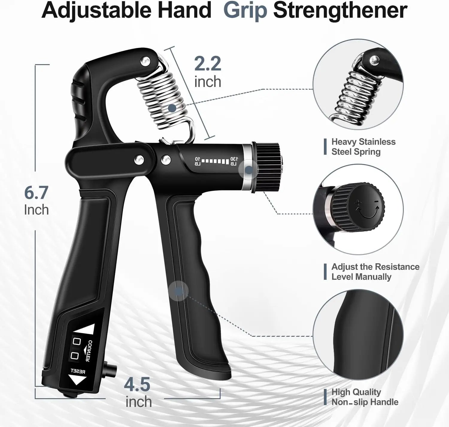 Adjustable Grip Strength Trainer Kit, Forearm & Finger Strengthener for Muscle Building and Injury Recovery