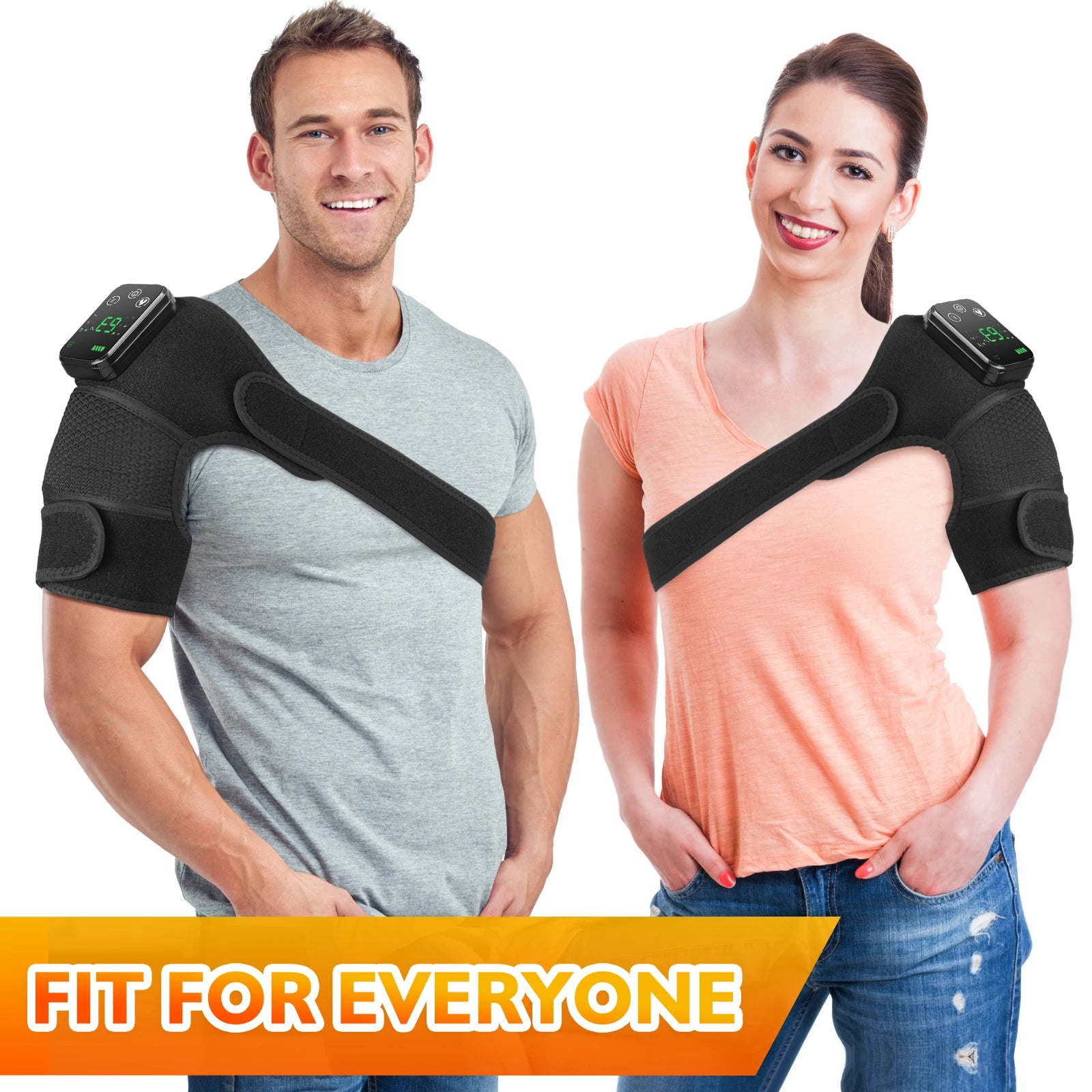 Shoulder Brace Belt Rechargeable Heating Vibration Shoulder Support Massager Knee Arthritis Pain Relief Thermal Physiotherapy