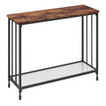 Console Table Narrow Entryway Table with Glass Shelf Metal Frame 33.5” Behind Couch Table