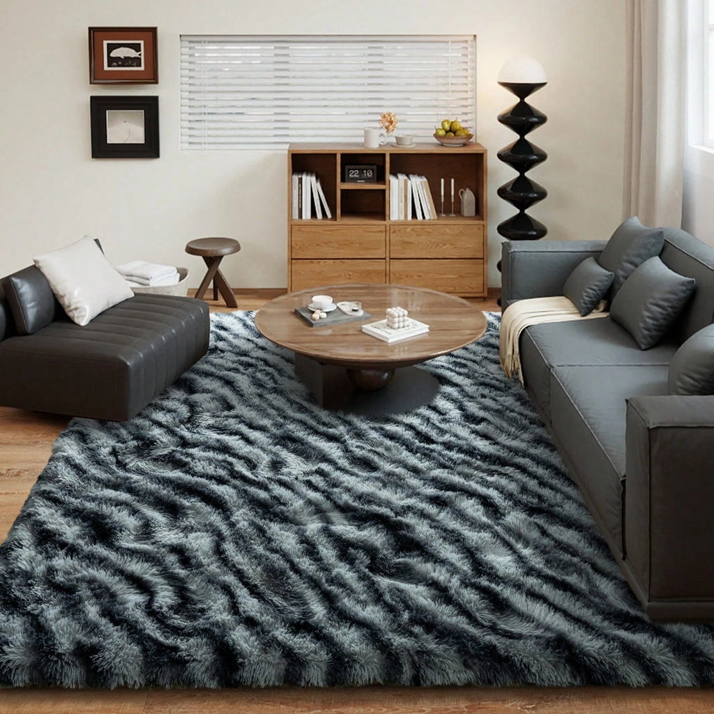 Fluffy Long Shag Zebra Print Washable Area Rug