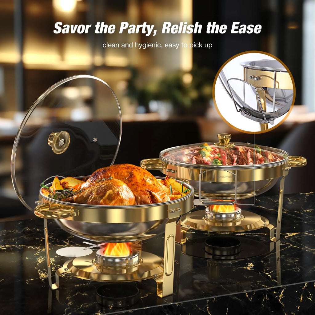 Chafing Dishes for Buffet 5QT Round Stainless Steel Chafing Dish Set for Home Parties