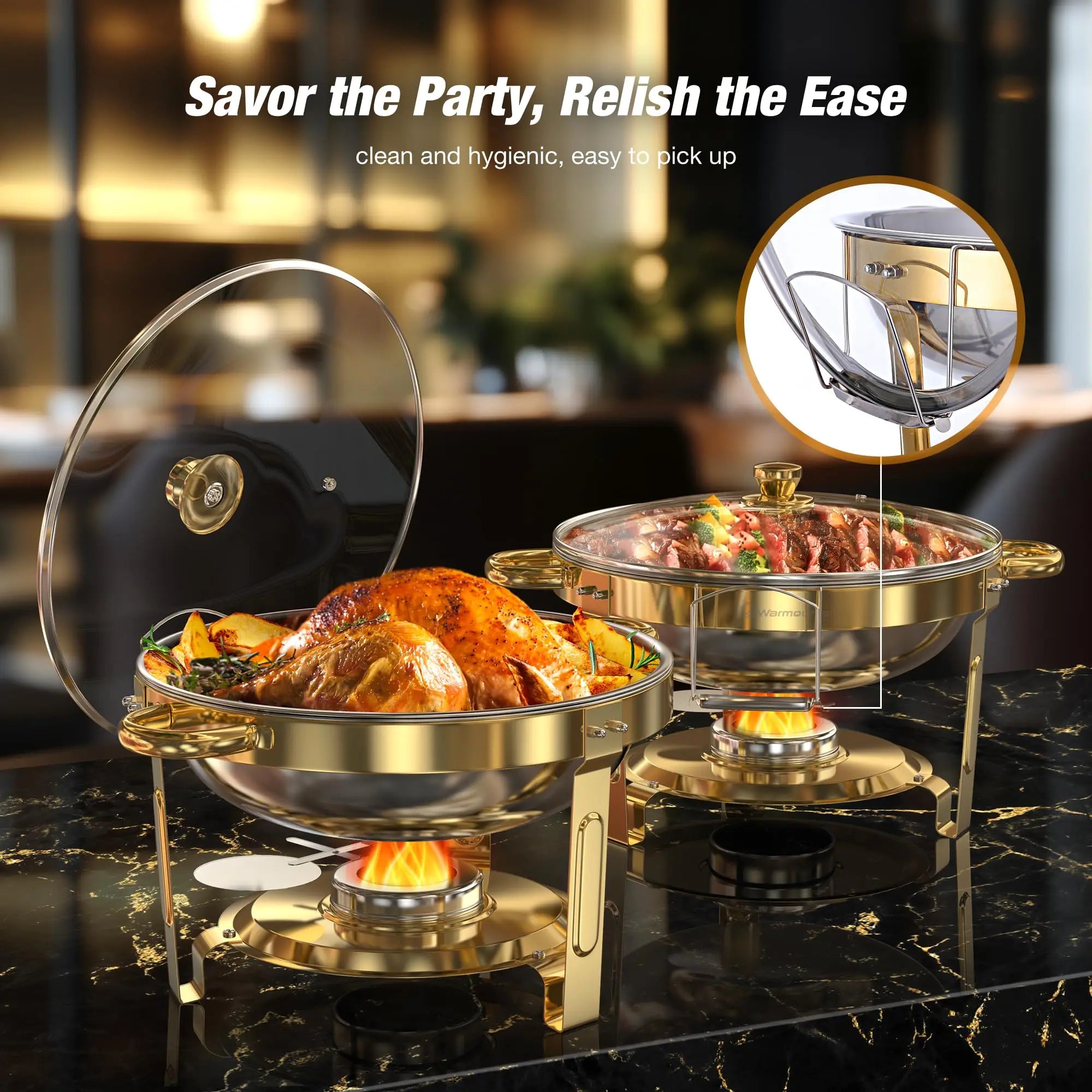 Chafing Dishes for Buffet 5QT Round Stainless Steel Chafing Dish Set for Home Parties