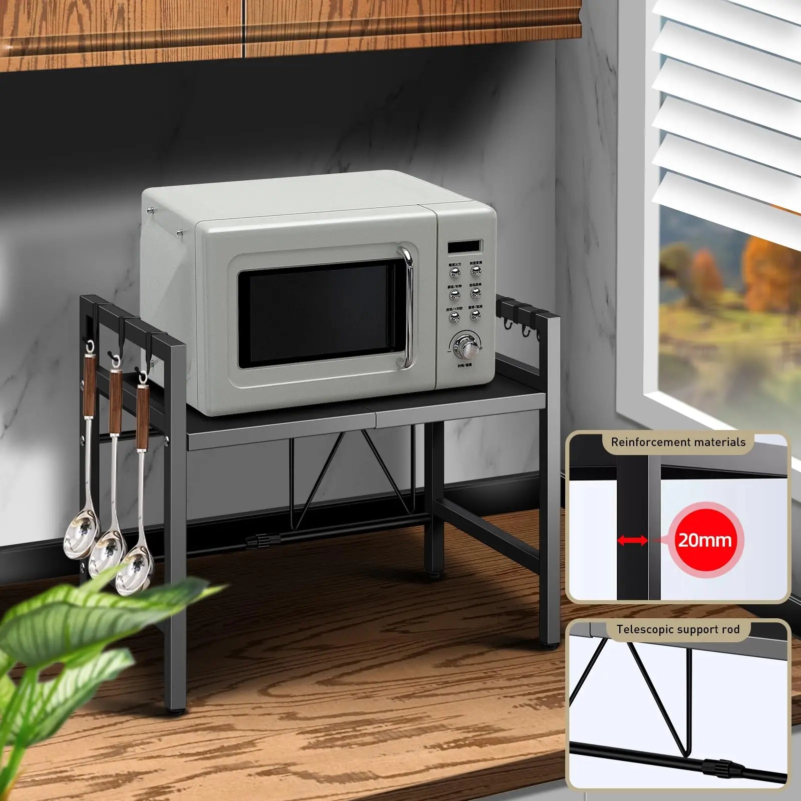 1pc Expandable Microwave Shelf Organizer, Moisture And Rust Proof