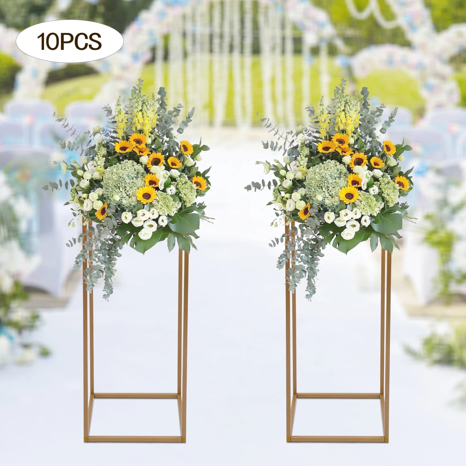 10PCs Tall Metal Flower Stand Geometric Flower Vase Stand Table Centerpiece