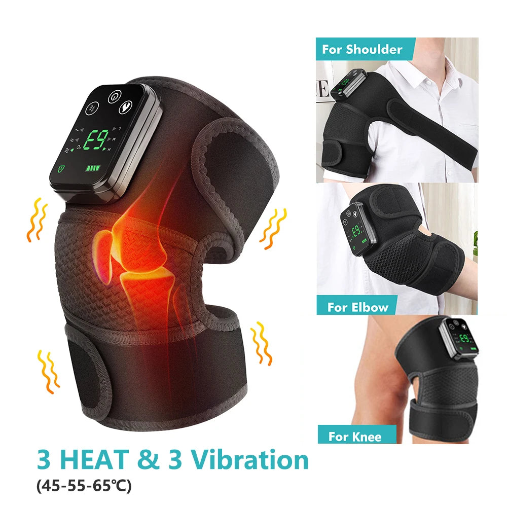 Heated Vibrating Knee Pads for Joint infrared Knee, Shoulder & Elbow Pad 3 in 1 Brace Hot Compress USB Charging