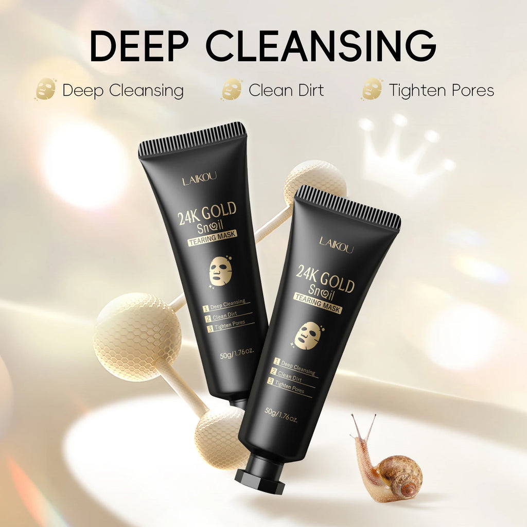 24K Gold Snail Peel-Off Mask Deep Cleansing Blackhead Removal Treatment