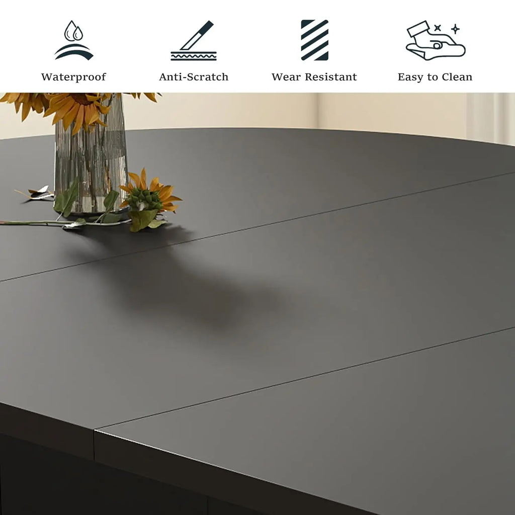 Round Expandable Fluted Base Modern Oval Dining Table