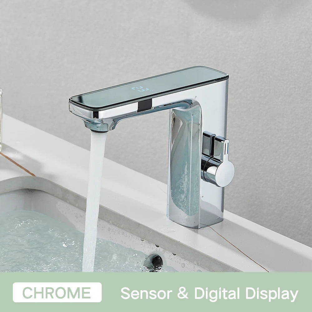Touchless Smart Digital Display Bathroom Sink Faucets