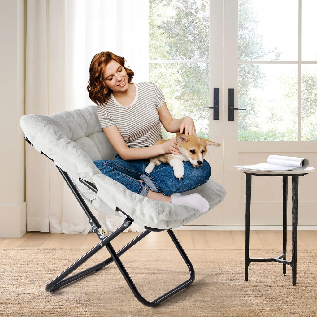 Large Size Folding Lounge Chair with Padded Seat