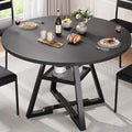 42-Inch Round Dining Wood Table with Storage Shelf, Black