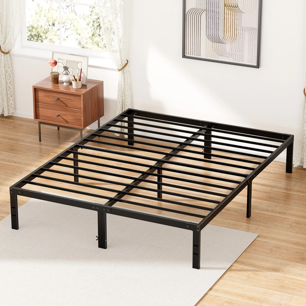 win Full Queen King Size Bed Frame Metal Platform with Storage Space Sturdy Steel Slat Support 350LBS