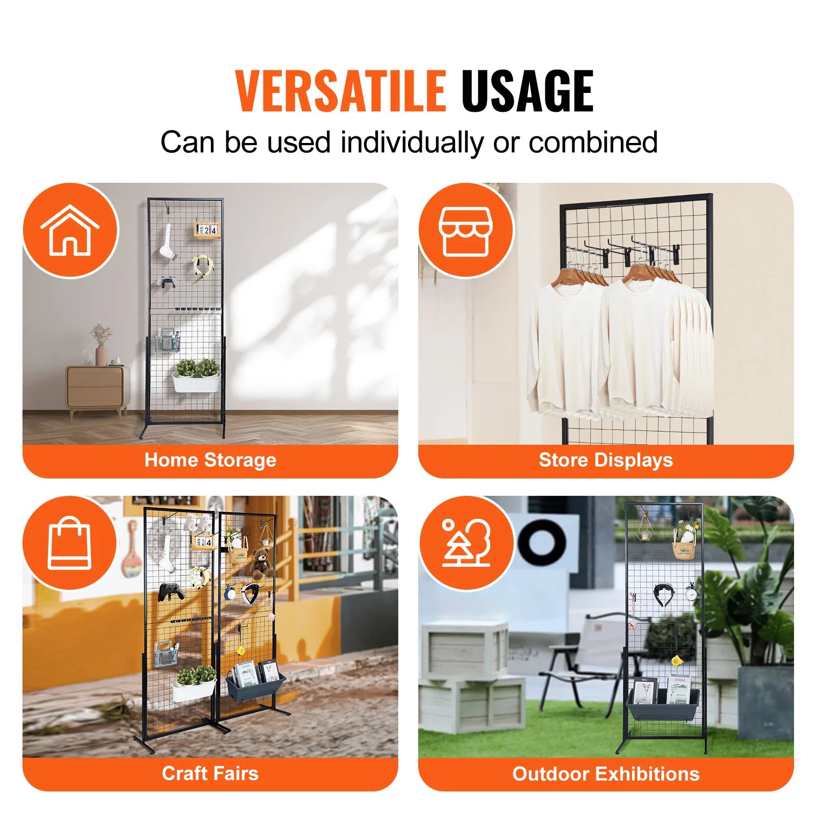 Gridwall Display Racks Double Side Panels for Art Craft Shows Retail Shop w/ Hooks