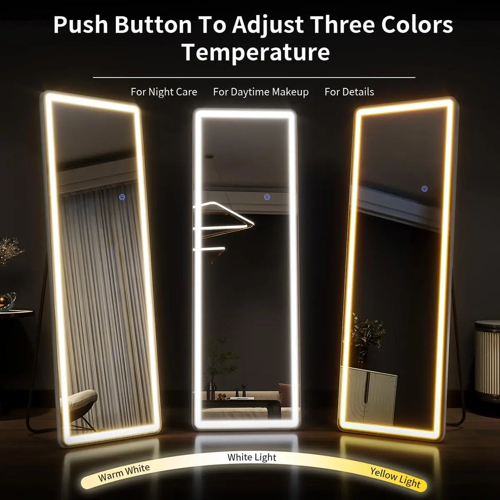 Full Length Mirror with LED Light Floor Mirror with Stand and Dimming