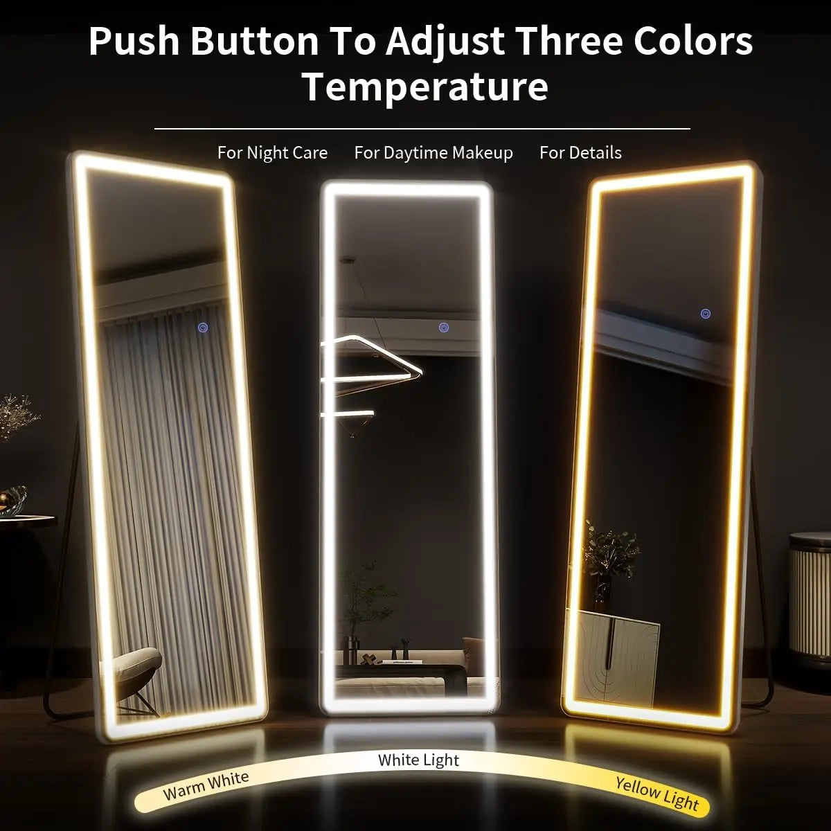 Full Length Mirror with LED Light Floor Mirror with Stand and Dimming