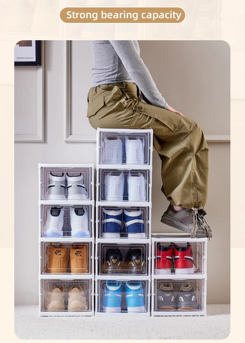 6 Layers Shoes Box Foldable Transparent Sneaker Shoe Storage Stackable Dustproof Cabinet Shoe Rack