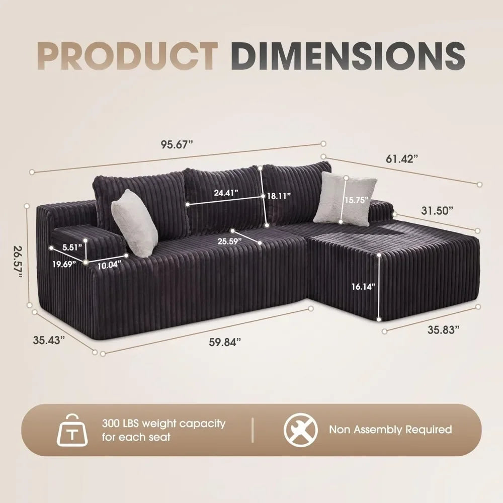 Cloud Modular Sectional Sofa Couch L-Shape Memory Foam Oversize Chaise