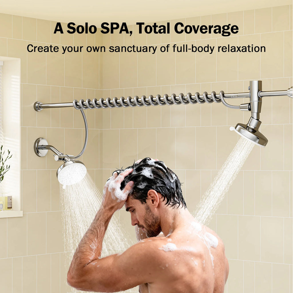 Dual Shower Head with Original Adjustable Slider, High Pressure Double Shower Head