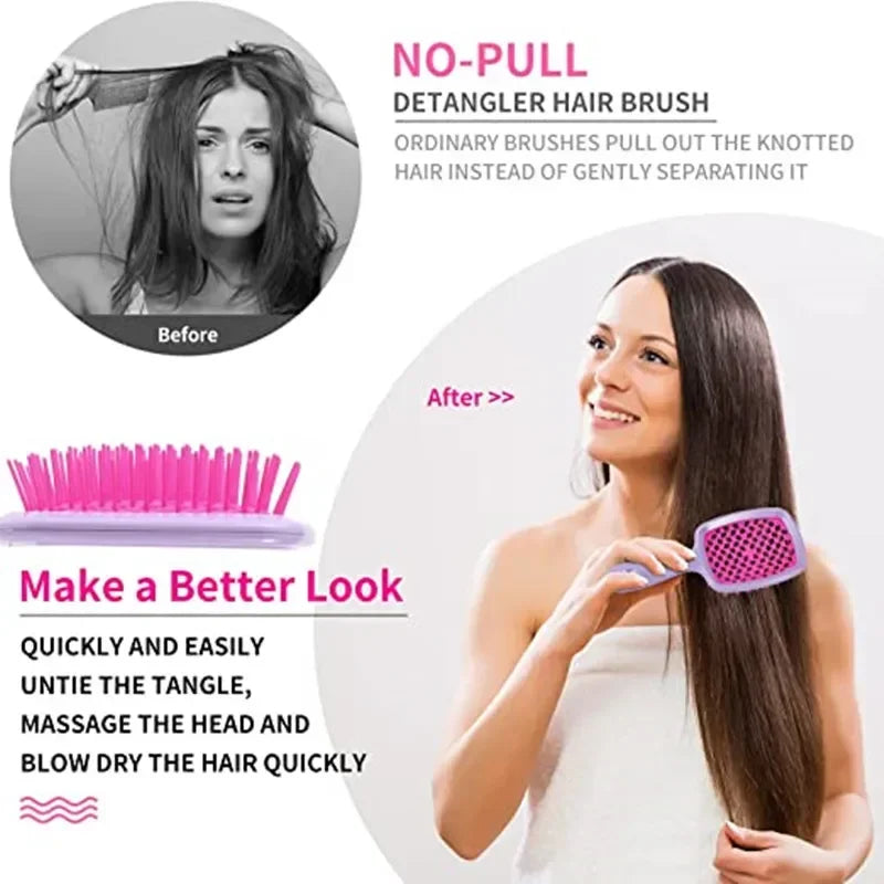 2pc Hair Anti Static Scalp Massage Wet Dry Comb Brush Set