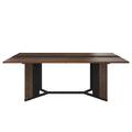 Large Rectangular White Dining Table for up to 10 People w/Marble Color, Wood Tabletop, Metal Leg