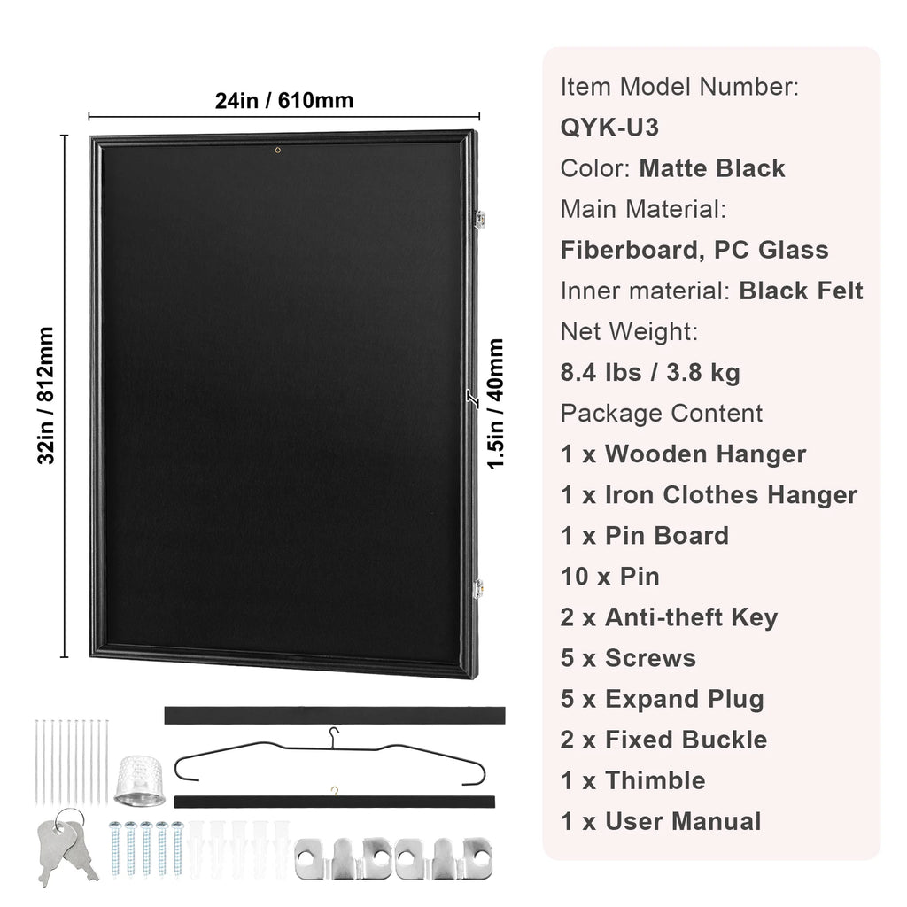 Jersey Display / Sports Card Display Frame Case, Large Lockable Sport Shadow Box
