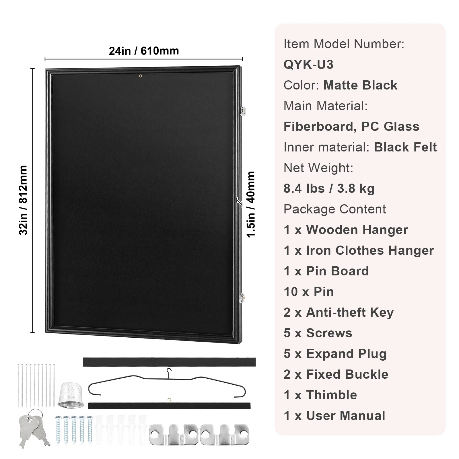 Jersey Display / Sports Card Display Frame Case, Large Lockable Sport Shadow Box