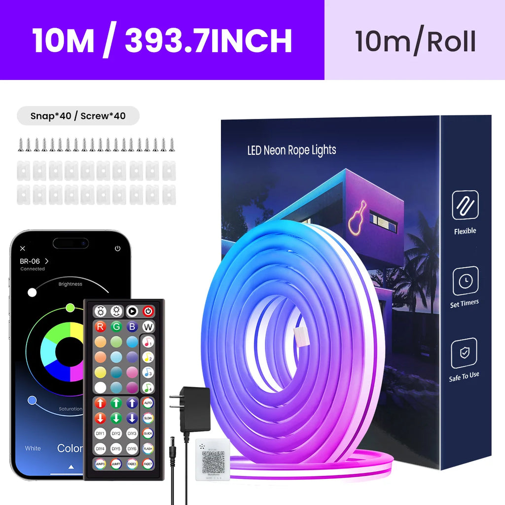 Neon LED Rope Lights,  LED Lights Flexible Light Strip With Remote And APP Control