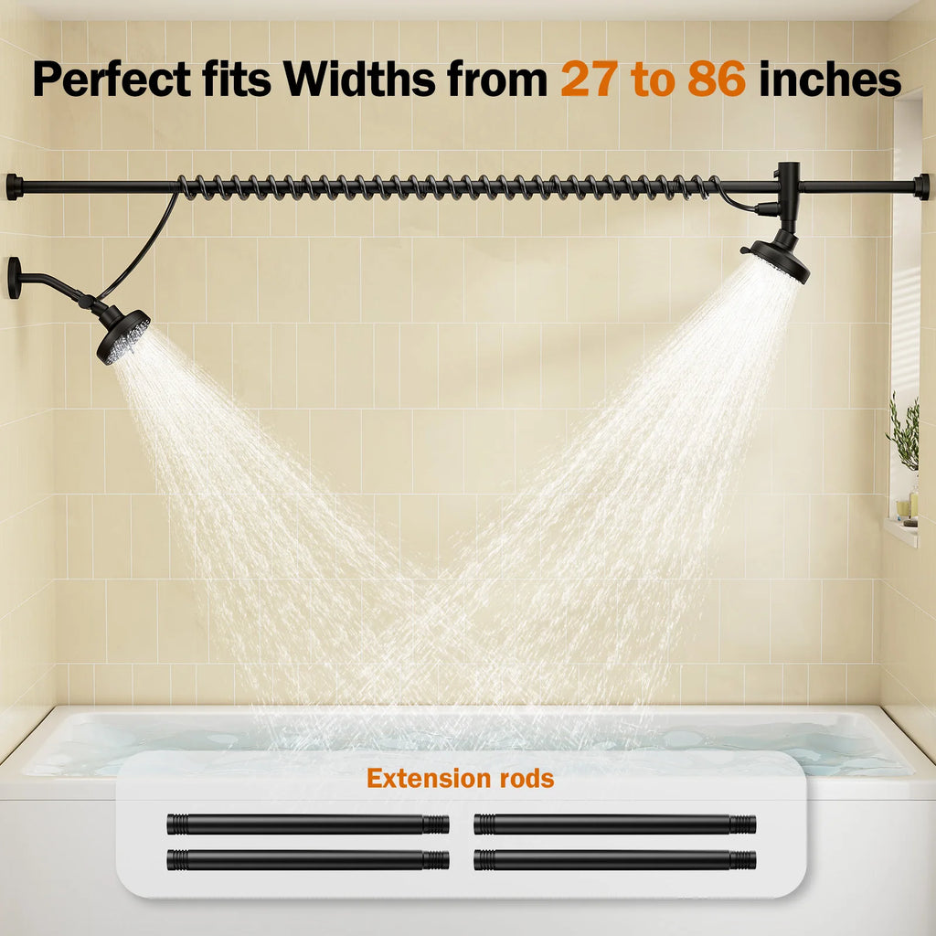 Dual Shower Head with Original Adjustable Slider, High Pressure Double Shower Head