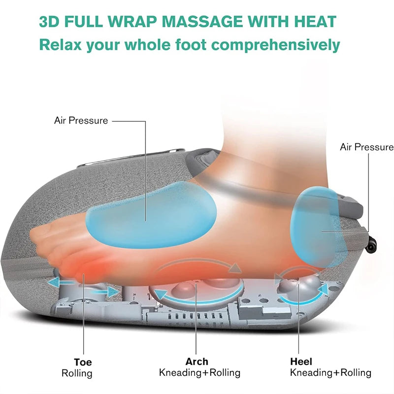 Foot Massager Heating Therapy Adjustable Shiatsu Deep Kneading Roller Muscle Relaxation for Pain Relief
