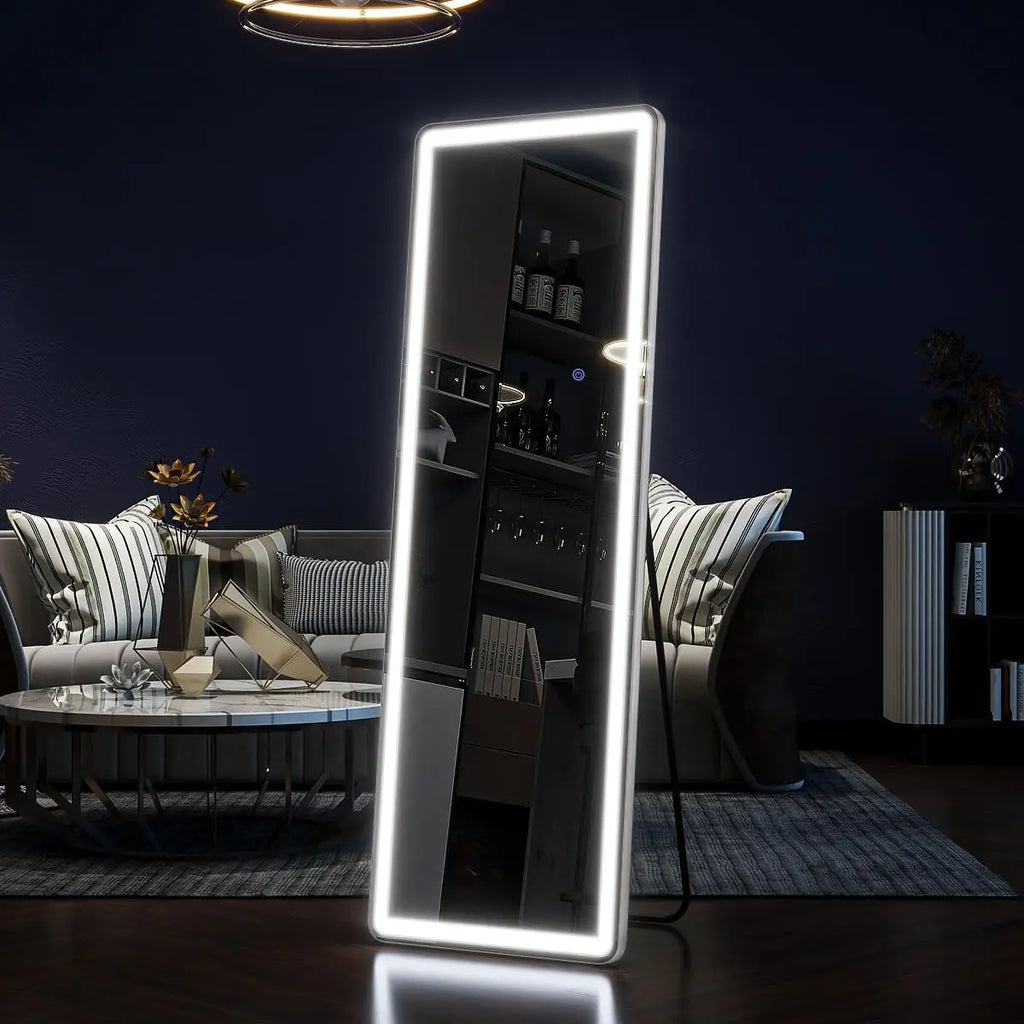 Full Length Mirror with LED Light Floor Mirror with Stand and Dimming