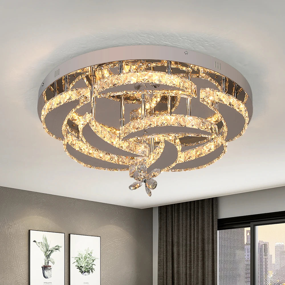 Luxury K9 Crystal Chandelier Modern Dimmable Ceiling Lamp