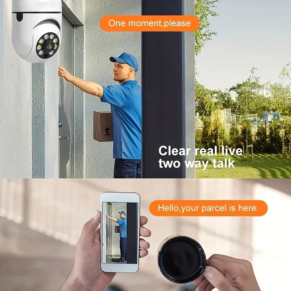 Light Bulb Security Cameras Outdoor Wireless WiFi Camera, 360 Degree, Light Socket Screw In