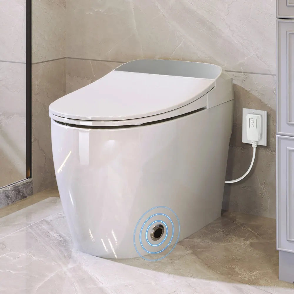 Heated Seat Smart Toilet, One Piece Toilet, Automatic Flush Tank without Bidet, with Foot sensor Flush