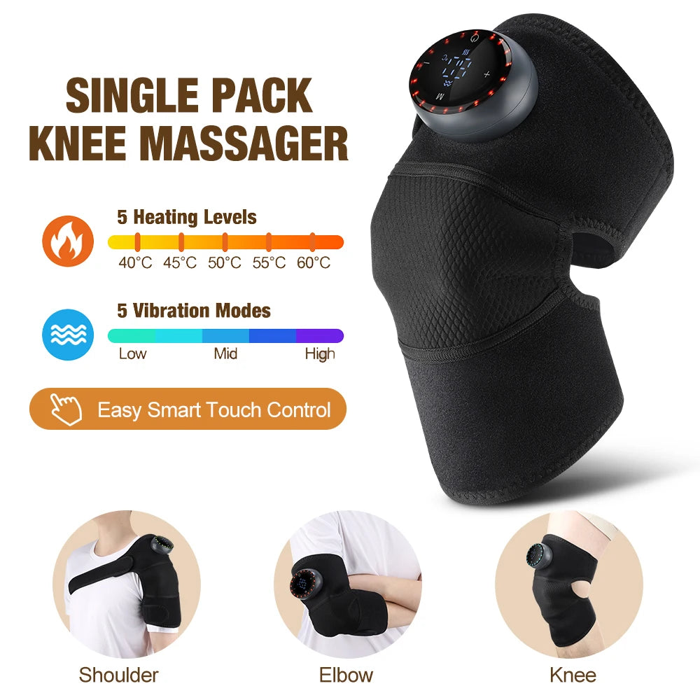 Heated Vibrating Knee Pads for Joint infrared Knee, Shoulder & Elbow Pad 3 in 1 Brace Hot Compress USB Charging