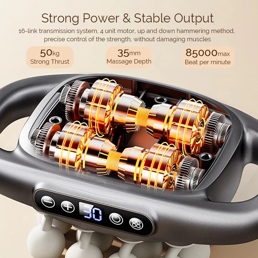 16-Head Fascia Body Massage Gun Back and Waist Massager Neck Shoulder Massager