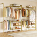 Wall Mounted Industrial Pipe Clothes Rack, Closet Organizer System with Expandable Rods