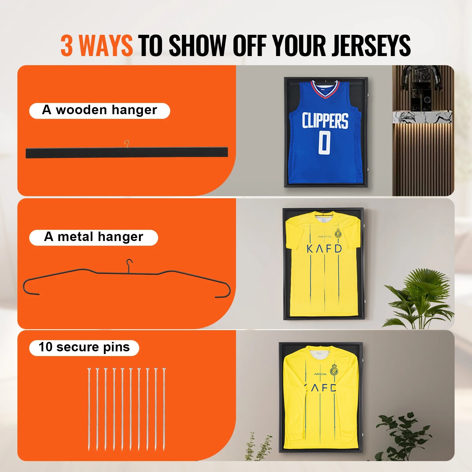 Jersey Display / Sports Card Display Frame Case, Large Lockable Sport Shadow Box