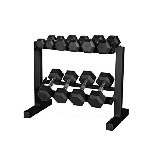 150 lb Dumbbell Set with 2-Tier Rack Steel Gray Adjustable Weight Storage Solution
