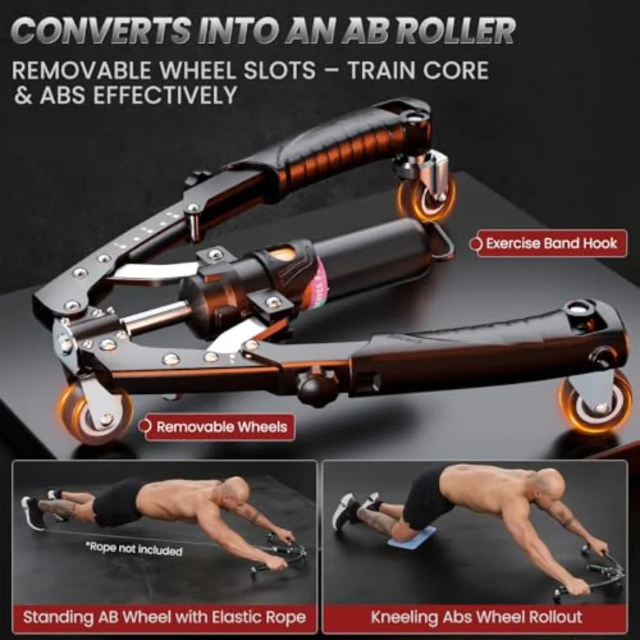 Twister Arm 3 in 1 Trainer with Ab Roller Wheels and Hooks
