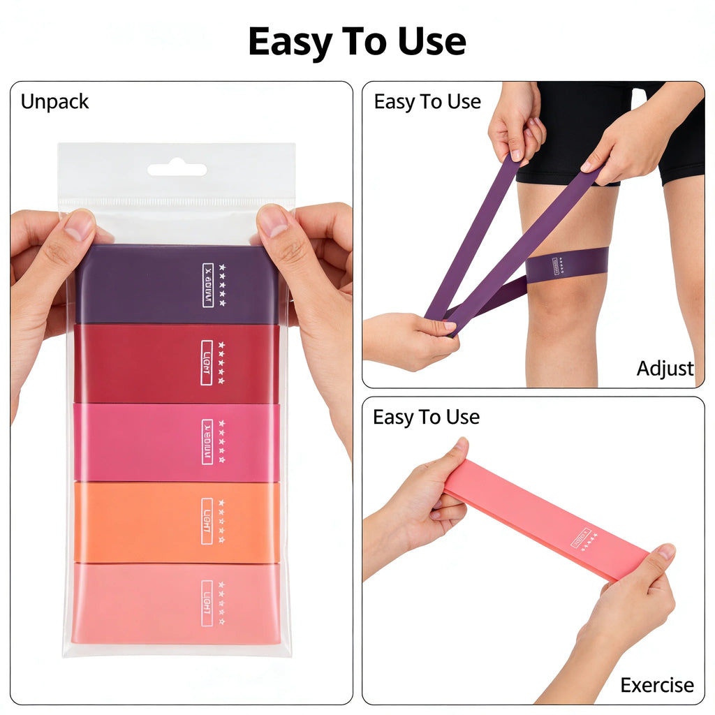 Resistance Bands Set 5 Levels Non-Slip Exercise Booty Bands