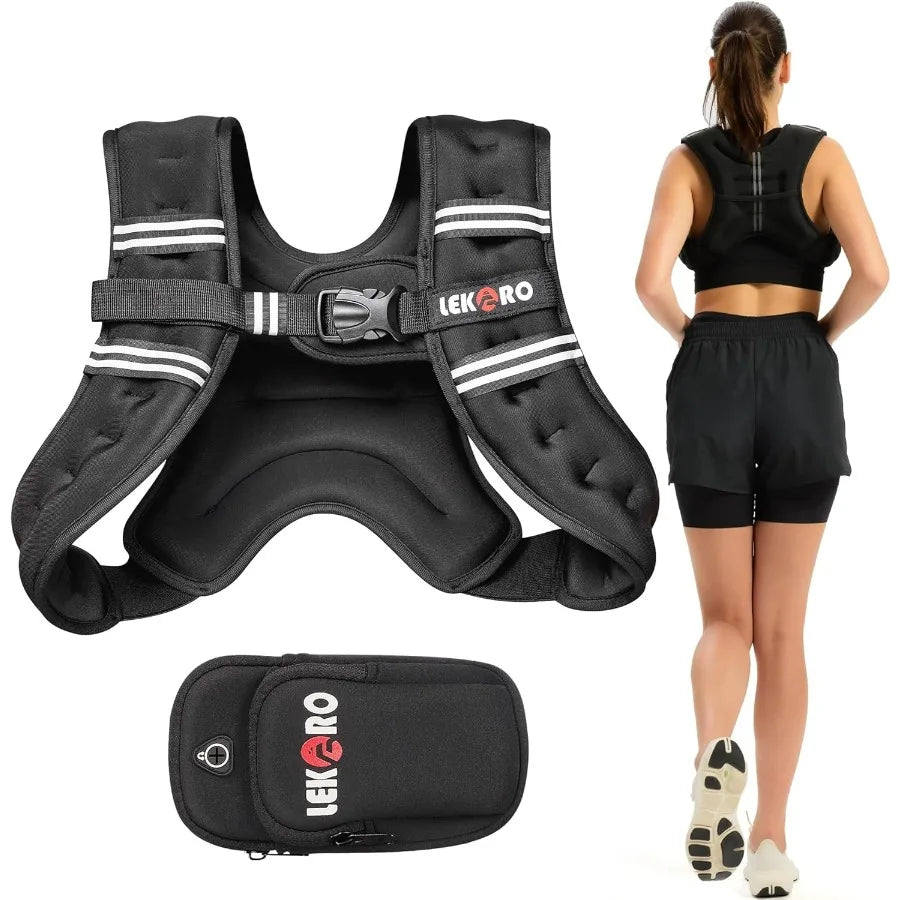 Weighted Vest, 8lbs Weights Vest with Reflective Stripe for Workout, Strength Training, Running, Walking