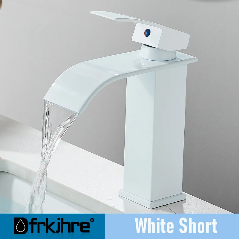 Bathroom Copper Waterfall Stainless Steel Basin Faucet Hot and Cold Dual Control Faucet