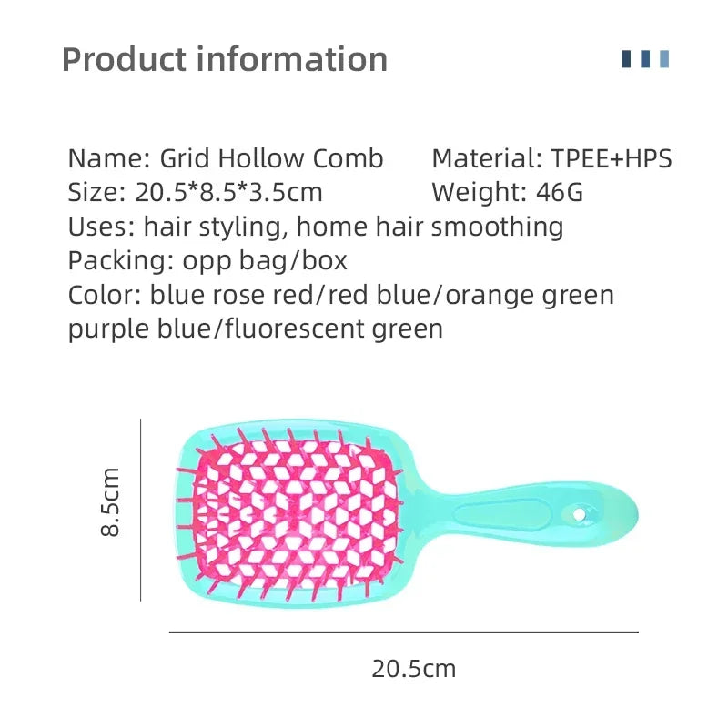 2pc Hair Anti Static Scalp Massage Wet Dry Comb Brush Set