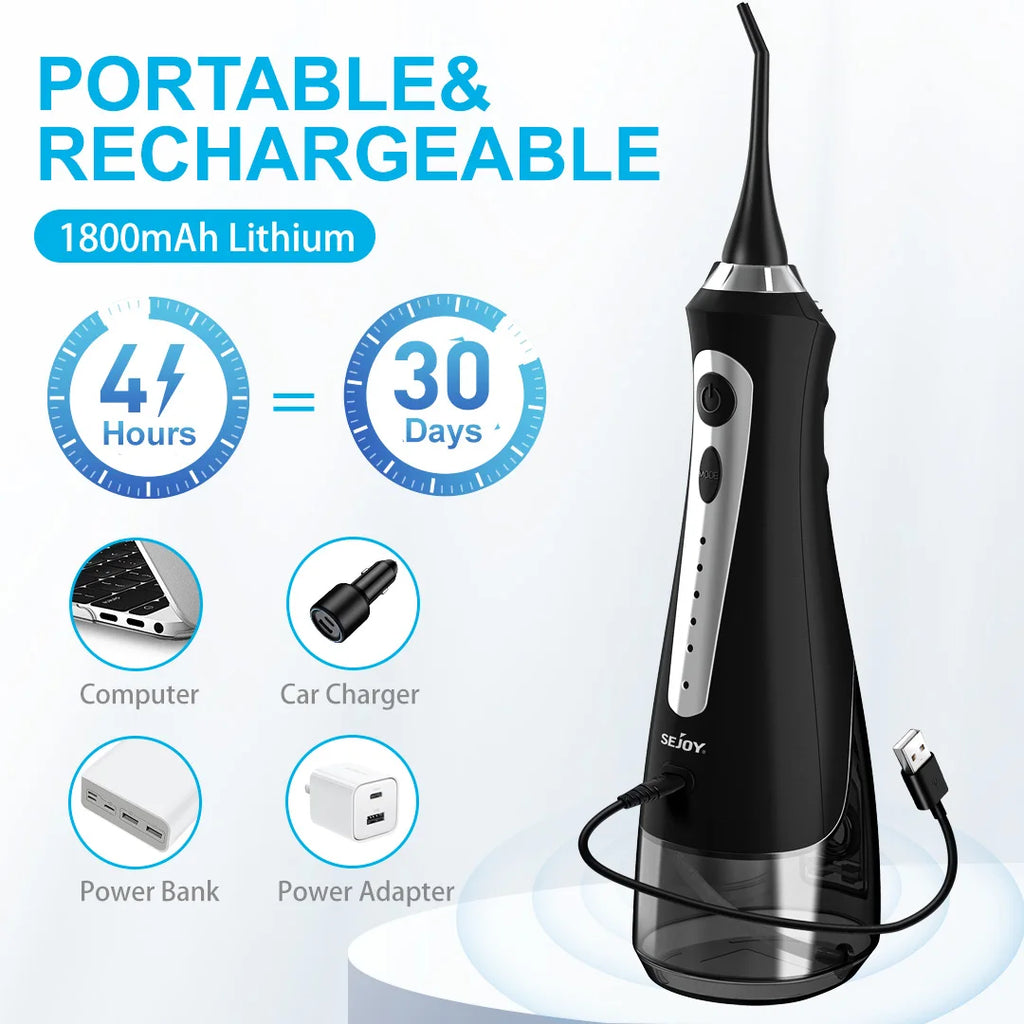 Water Flosser Irrigator Dental Teeth Whitening strips Portable 5 Modes 8 Jet Tips Washing Machine