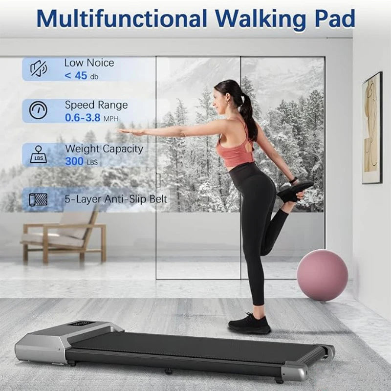 300lbs Treadmill Walking Pad LCD Digital Data Display 2in1 Walking Running Fitness Exercise Machine