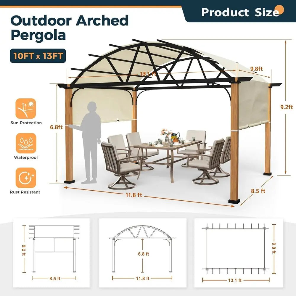Outdoor Pergola with Sling Retractable Canopy