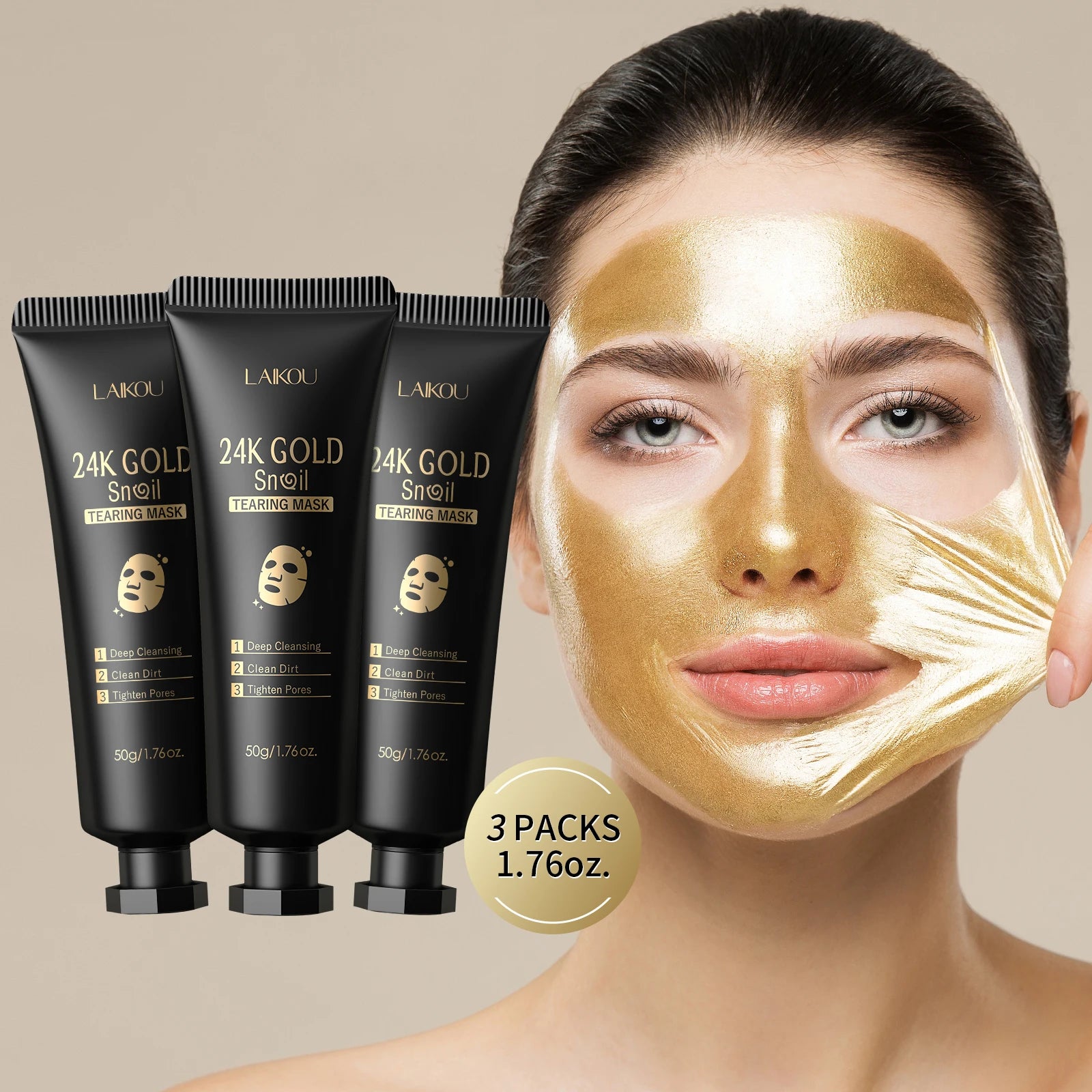 24K Gold Snail Peel-Off Mask Deep Cleansing Blackhead Removal Treatment