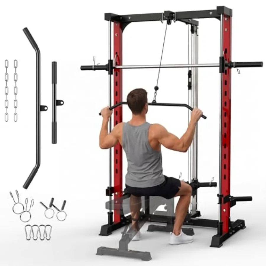 Heavy Duty Smith Machine Home Gym System Multi-Functional Power Cage for Full Body Workout
