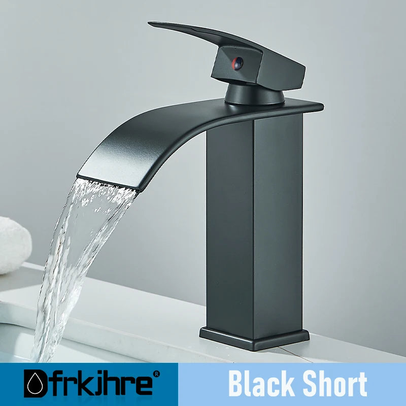 Bathroom Copper Waterfall Stainless Steel Basin Faucet Hot and Cold Dual Control Faucet